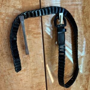 Source Unknown Black Woven Leather Belt